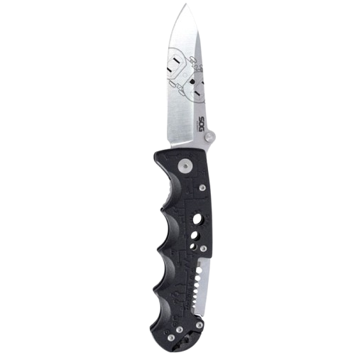 KILOWATT FOLDING KNIFE - BLACK, CLIP POINT, PLAIN EDGE, 3.4" BLADE