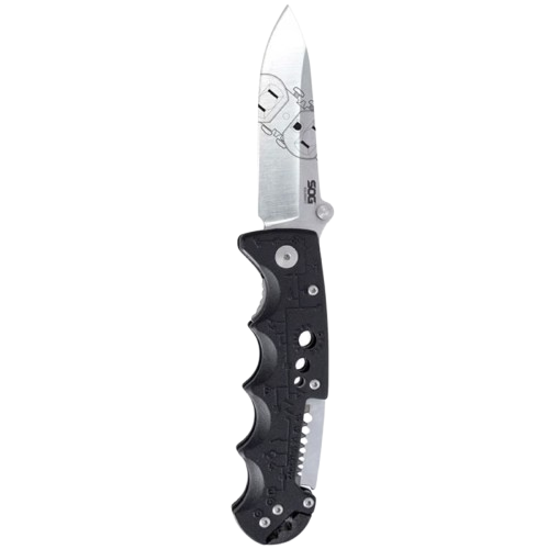 KILOWATT FOLDING KNIFE - BLACK, CLIP POINT, PLAIN EDGE, 3.4" BLADE